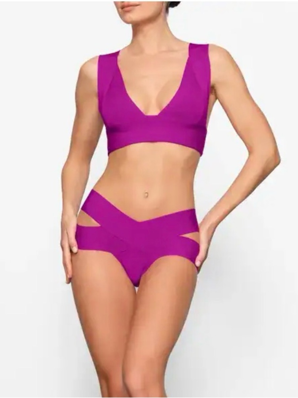 NWT Skims Knit Plunge Swim Top-Lollipop